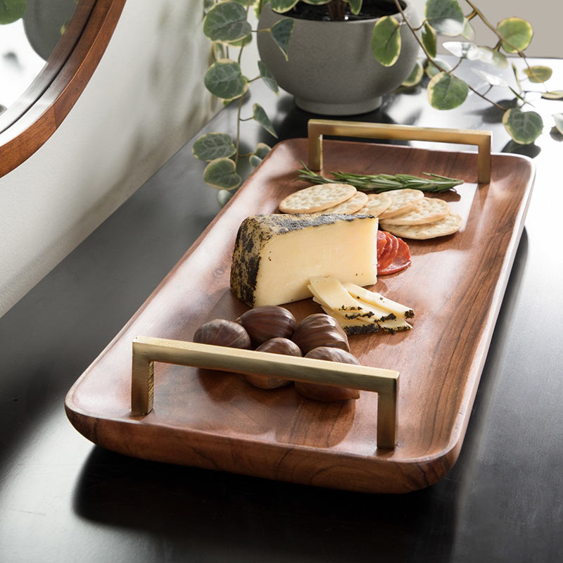 A wood cheese tray. 