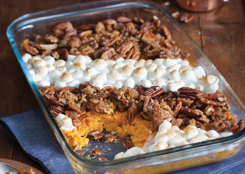 Sweet Potato Casserole with Candied Pecans 