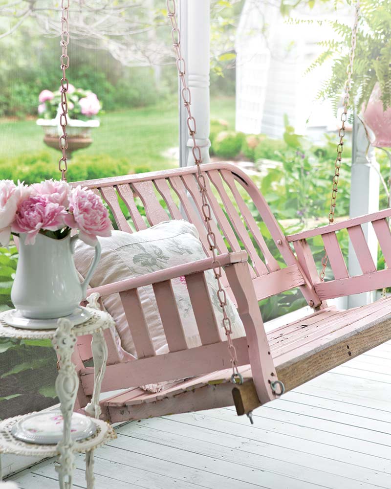 pink porch swing