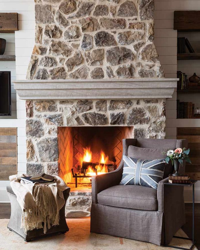 fireplace reading nook