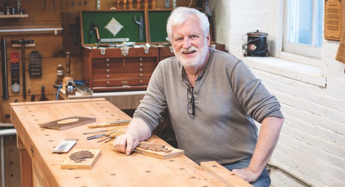 Roger Myers in his woodworking studio.
