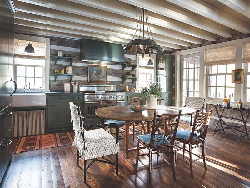 A rustic, country-style dine-in kitchen.