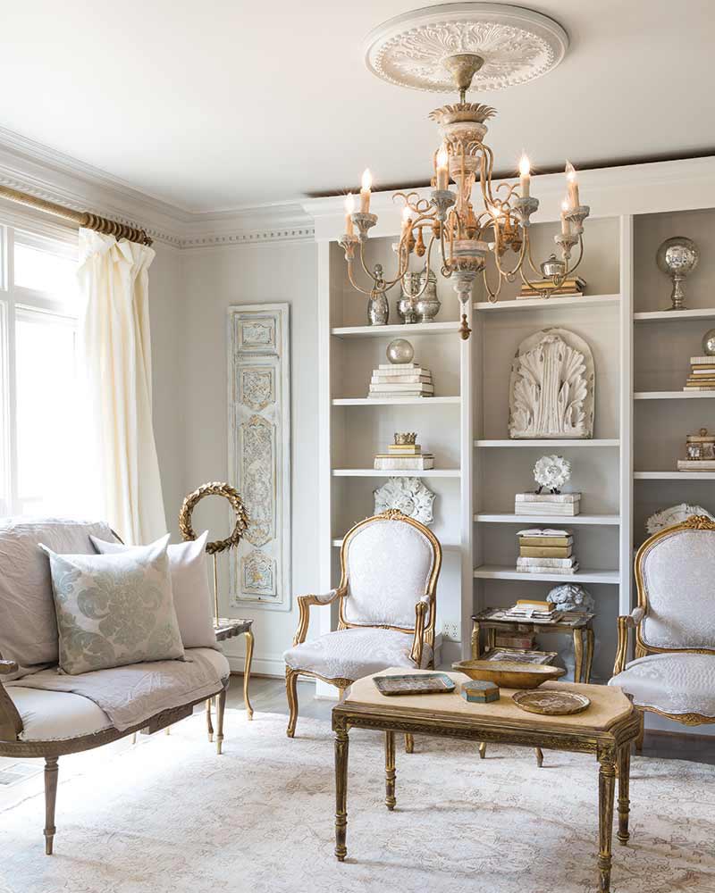 A living room decorated with French antiques.