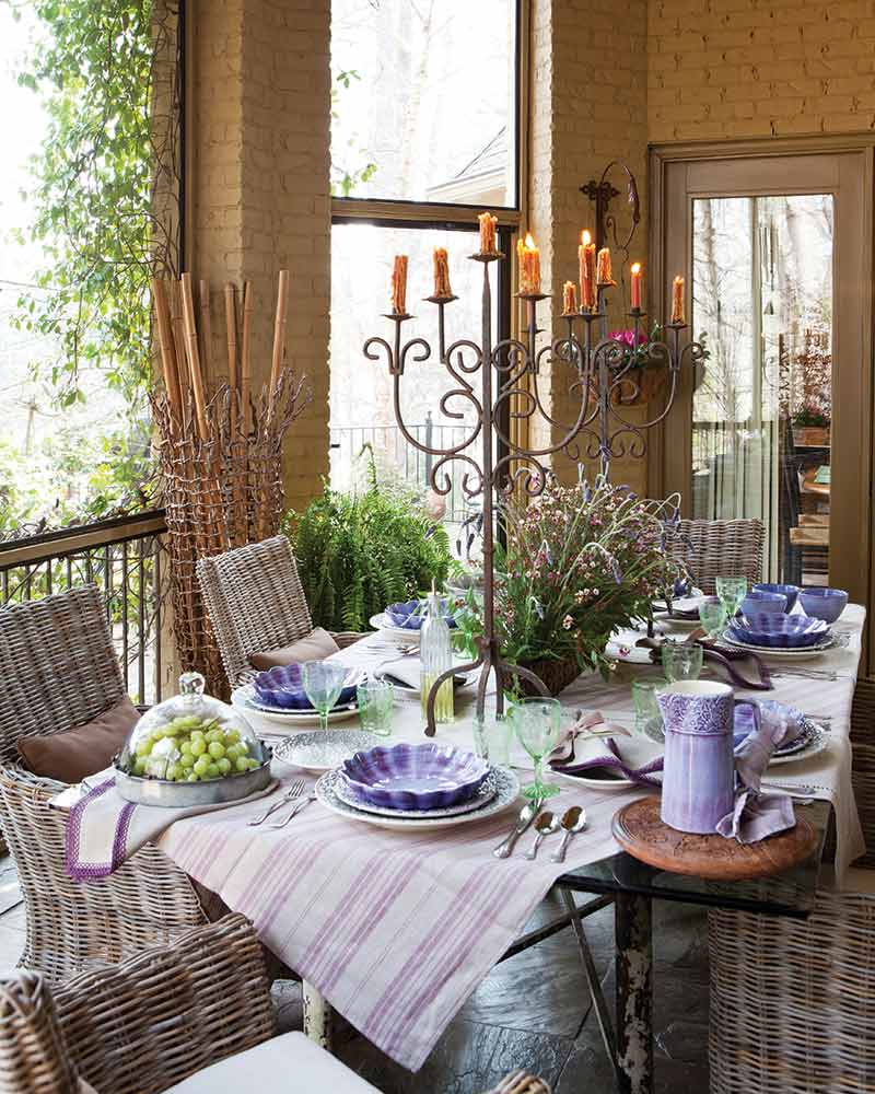 A lavender-themed tablescape.