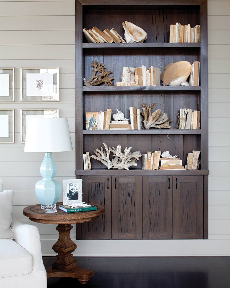 Nautical Bookcase with Shells and Coral - Sea-Inspired Looks