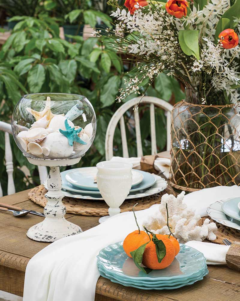 Colorful Nautical Exterior Tablescape - Sea-Inspired Look
